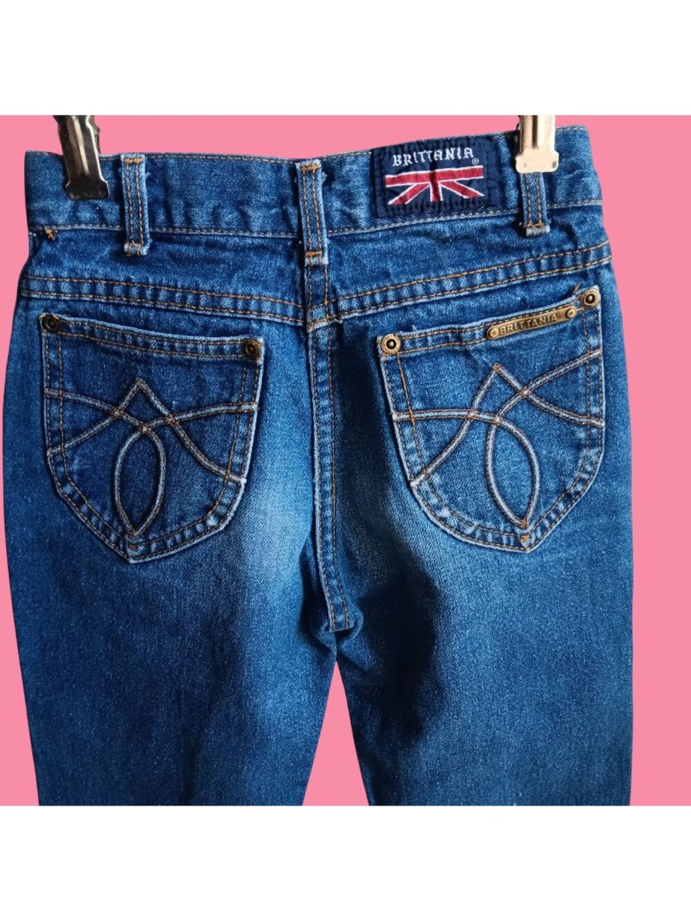 Vintage 1980's Jeans Girls 10 22x26 BRITTANIA DISCO EMBROIDERED POCKET DENIM